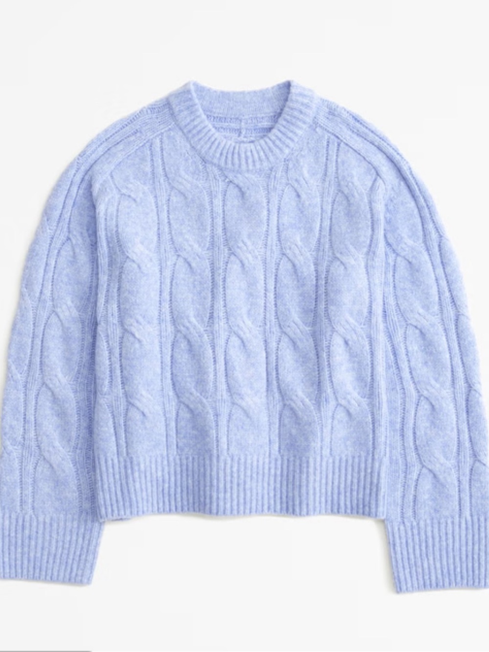 Abercrombie & Fitch Light Blue Cable-Knit Crew Sweater